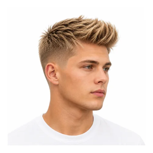 Low taper fade blonde hair hairstyle with light color and clean fade