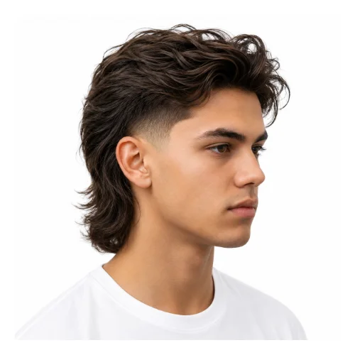 Low taper fade long hair hairstyle with flowing top and tapered sides
