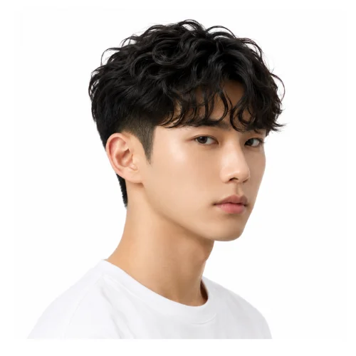 Asian man with a clean low taper fade haircut and textured hair on top