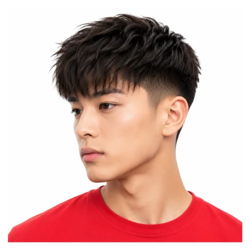 Asian textured fringe haircut with soft layered bangs and clean styling for a contemporary look