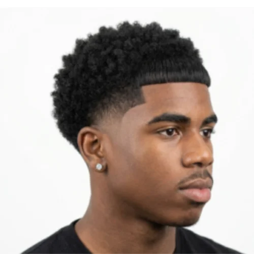 Black man with an Edgar haircut and low taper fade