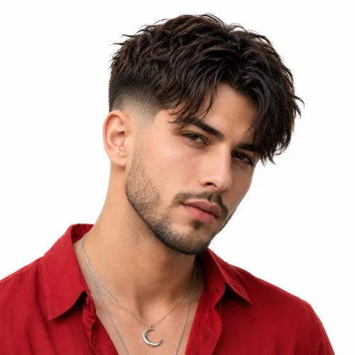 Low Taper Fade French Crop with Beard featuring a textured French crop, clean low taper fade, and a well-groomed beard for a masculine style.