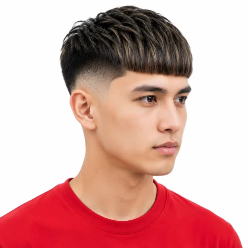 Low Taper Fade Asian Haircuts Straight Hair with a sleek and polished finish