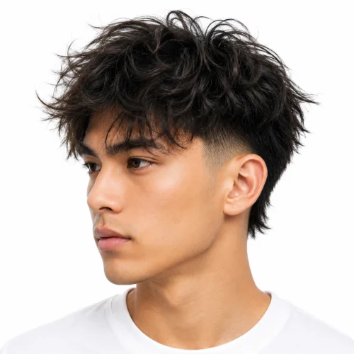 Low Taper Fade Asian Haircuts Messy Hair with natural texture.