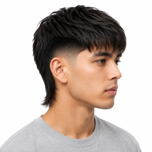 Man with a low taper fade mullet and straight hair