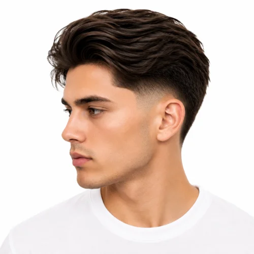 Man with long straight hair and a low taper fade