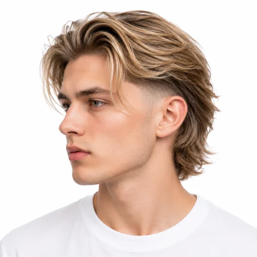 White male with a low taper fade and straight hair