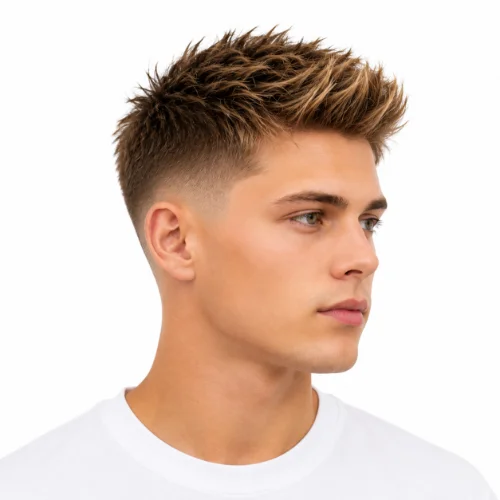 Man with a mid low taper fade and straight hair
