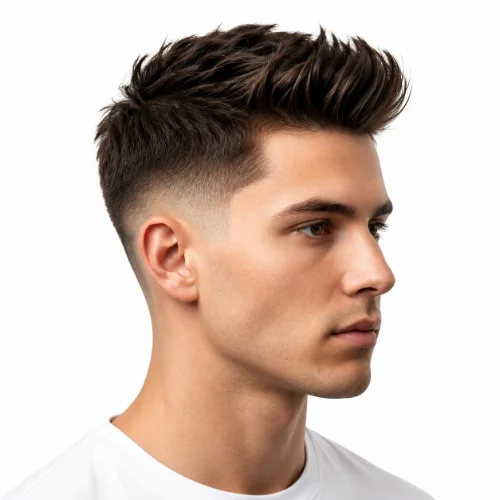 Man with a modern low taper fade and straight hair
