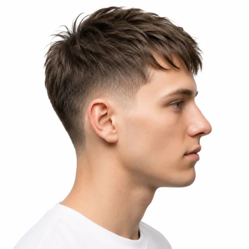 Man with thin hair and a low taper fade buzz cut
