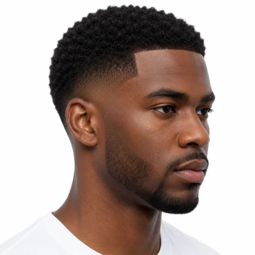 Black man with a low taper fade buzz cut