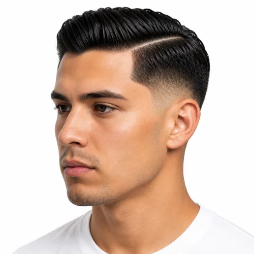 Hispanic man with a low taper fade buzz cut