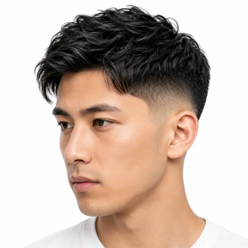 Asian man with a low taper fade buzz cut