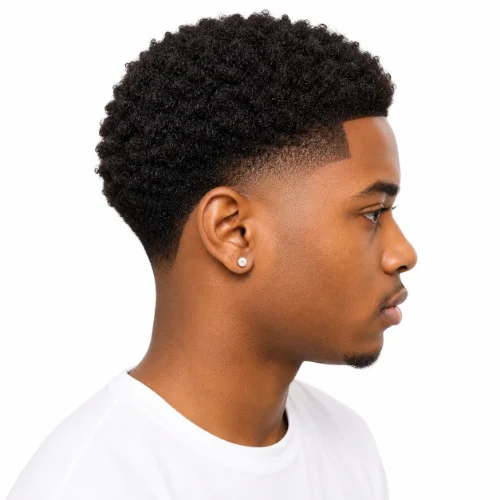 Man with a professional low taper fade afro hairstyle