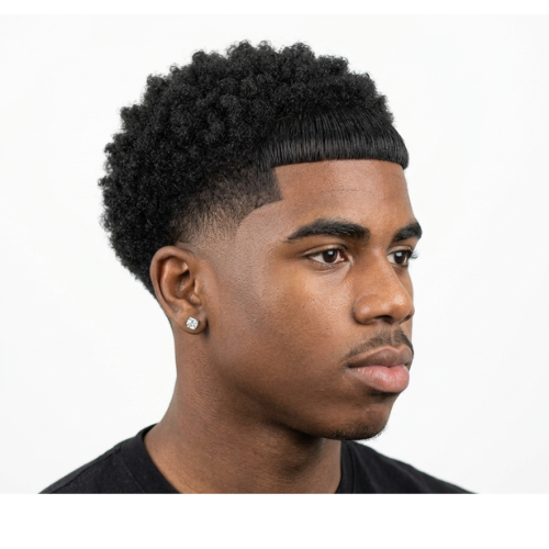 Black man with an Edgar haircut and low taper fade