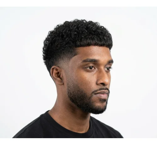 Black man with a French crop and low taper fade haircut