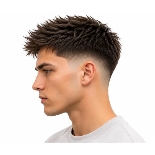 Man with a natural textured crop and clean low taper fade