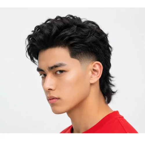 Man with a loose quiff and low taper fade featuring relaxed texture and natural volume.