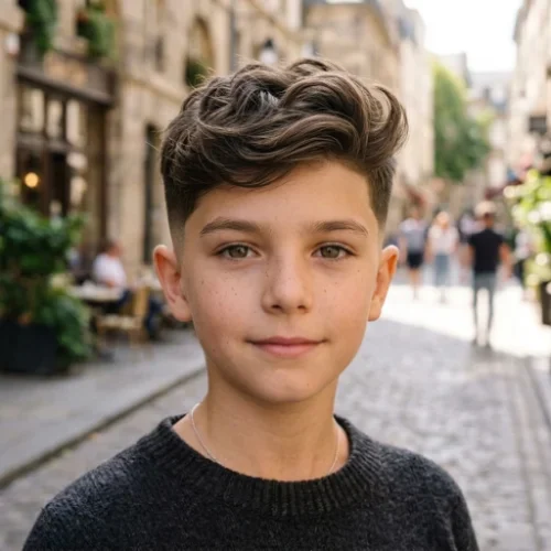 Low taper fade textured crop with long top haircut for men