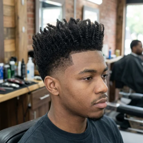 Low taper fade twists with a high top