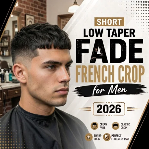 Short low taper fade French crop haircut