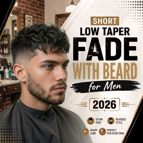 Short low taper fade with a beard