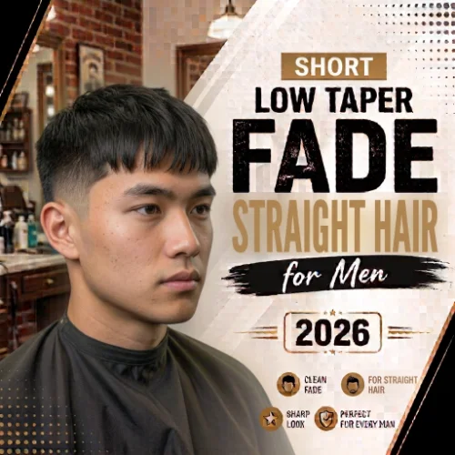 Short low taper fade for straight hair