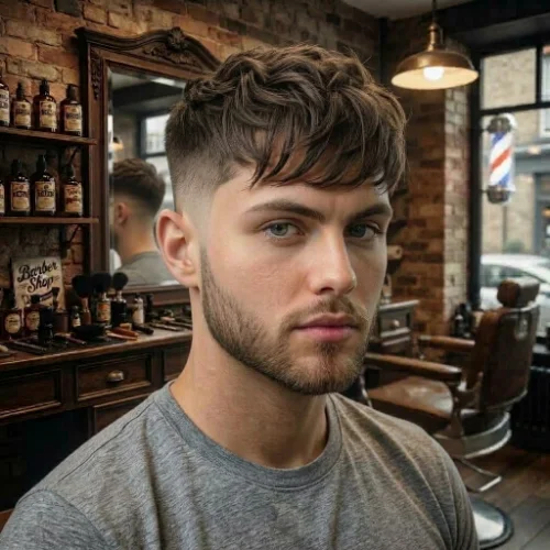 Low taper skin fade slick back haircut for men