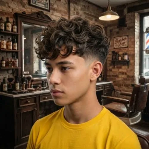 Low taper skin fade comb over haircut for men