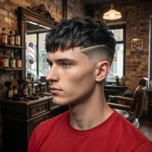 Low taper skin fade French crop haircut for men