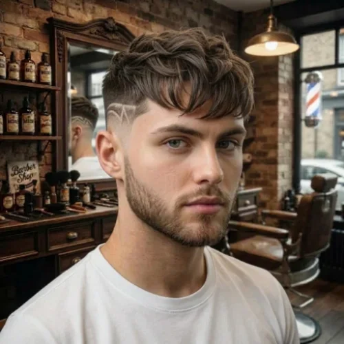 Low taper skin fade with curls haircut for men