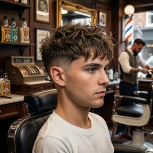 Low taper skin fade messy haircut for men