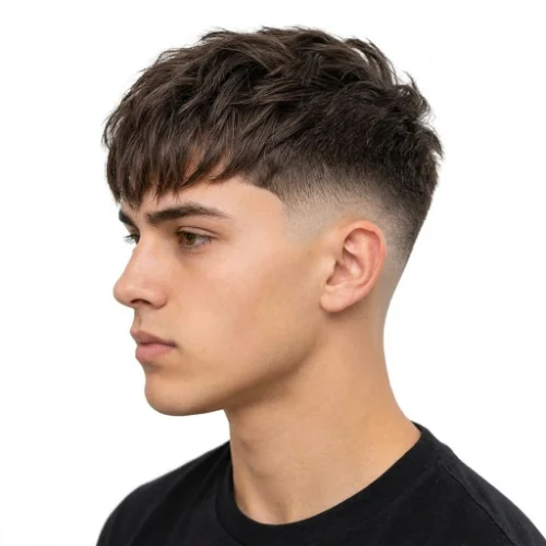 Low taper skin fade haircut for men with thick hair