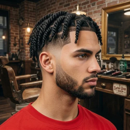 Low taper fade twists with a beard