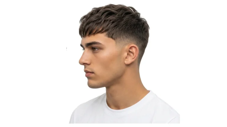 Man with a Low Taper Fade Textured Crop Haircut featuring a textured crop on top and clean low taper faded sides